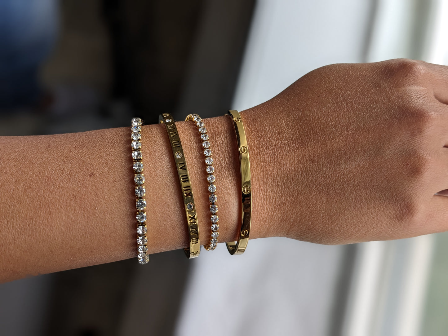 Bracelet en acier inoxydable avec Zircons - Unisexe