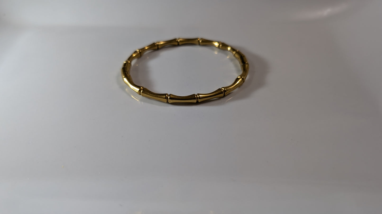 Bracelet bambou en acier inoxydable plaqué Or ou Couleur Argent - Unisexe
