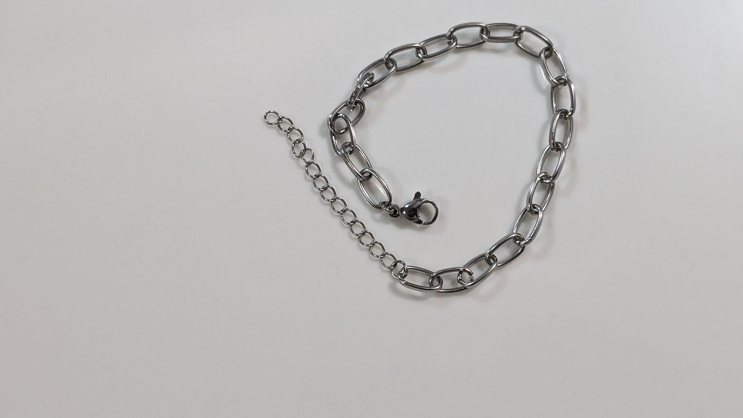 Bracelet chaine en acier inoxydable couleur argent