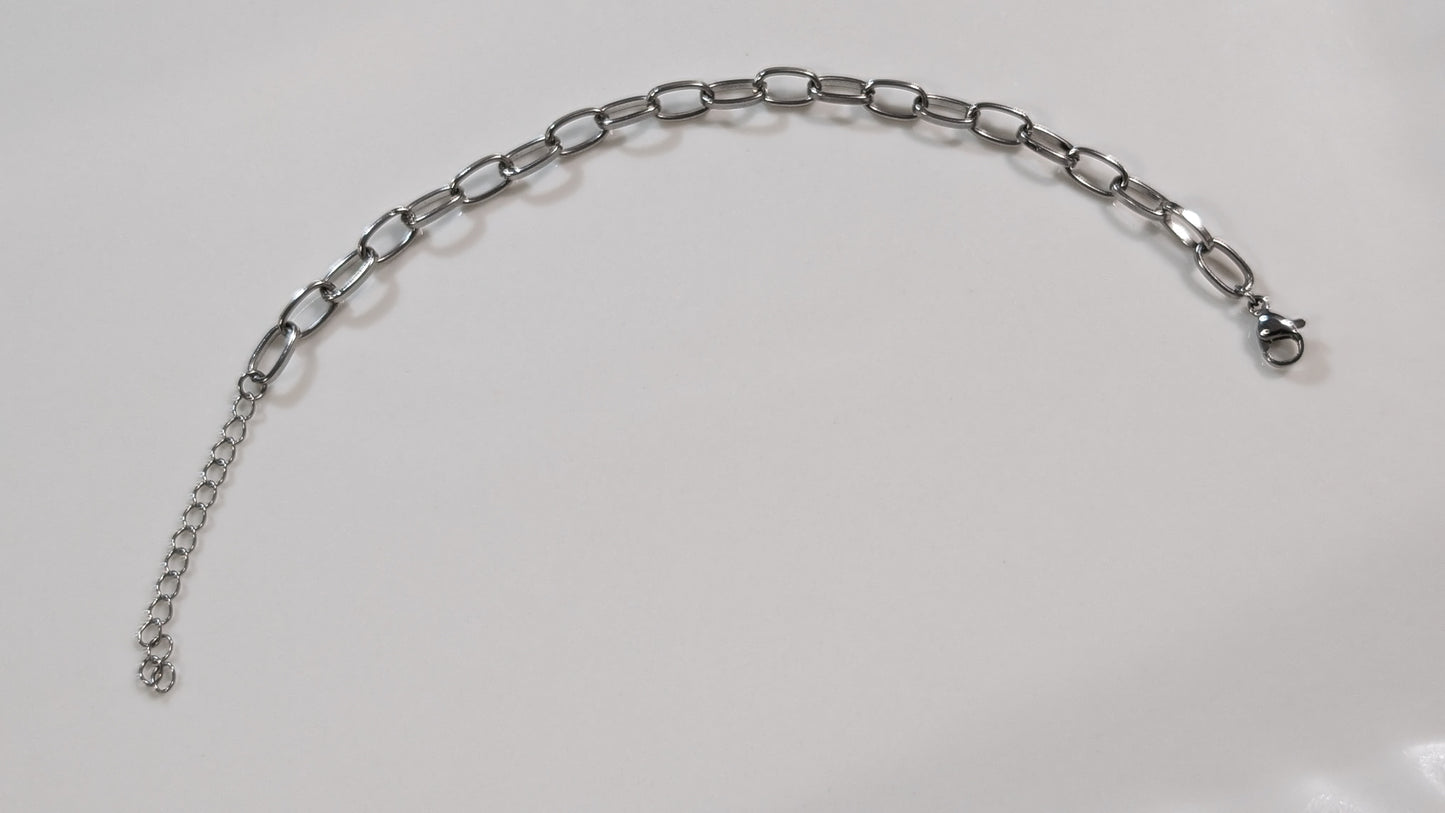 Bracelet chaine en acier inoxydable couleur argent