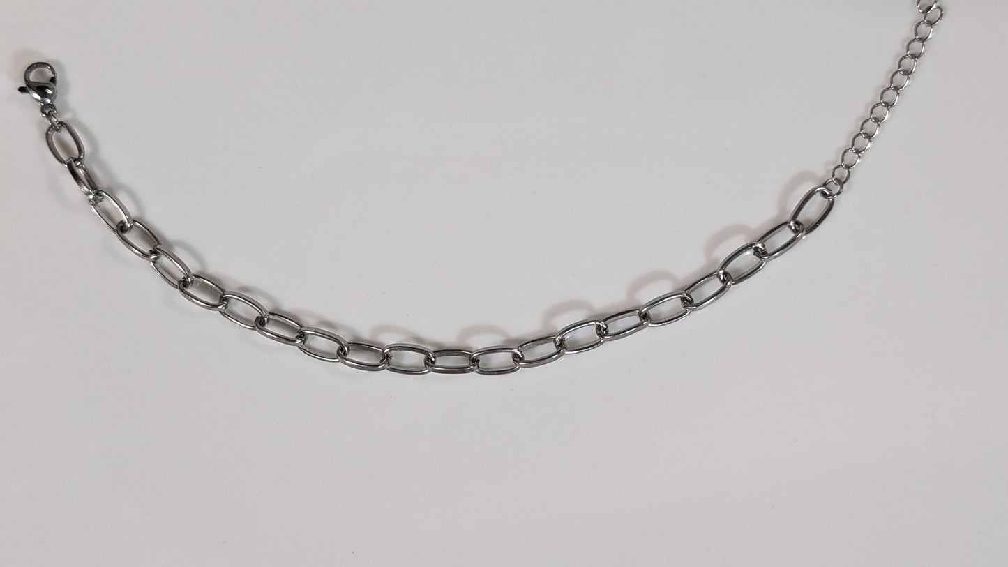 Bracelet chaine en acier inoxydable couleur argent