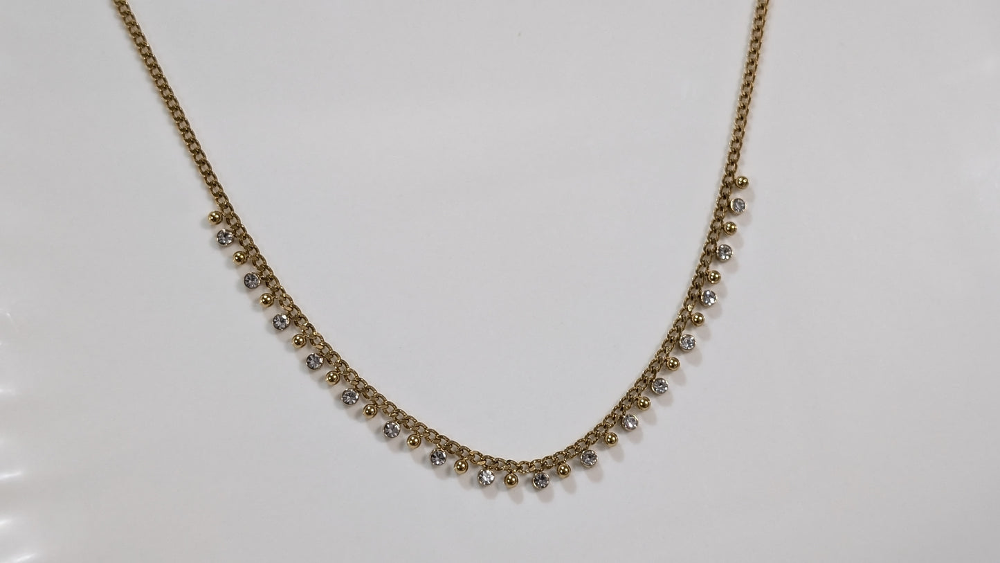 18K Gold Plated Stainless Steel Necklace with Fancy Diamond Charm