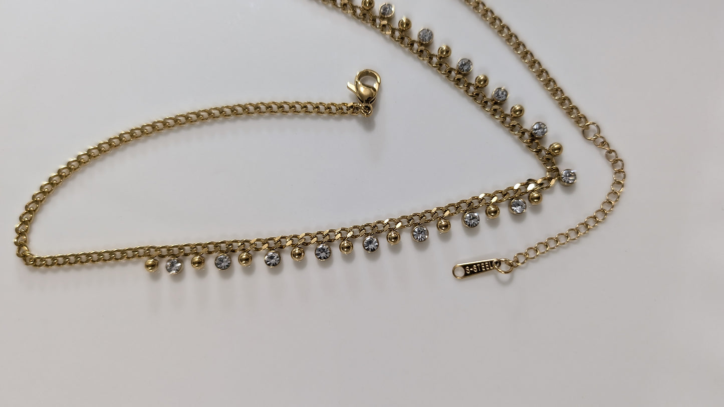 18K Gold Plated Stainless Steel Necklace with Fancy Diamond Charm