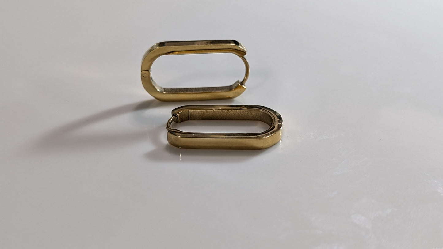 Boucles d'oreilles rectangulaire en acier inoxydable plaqué Or 18K