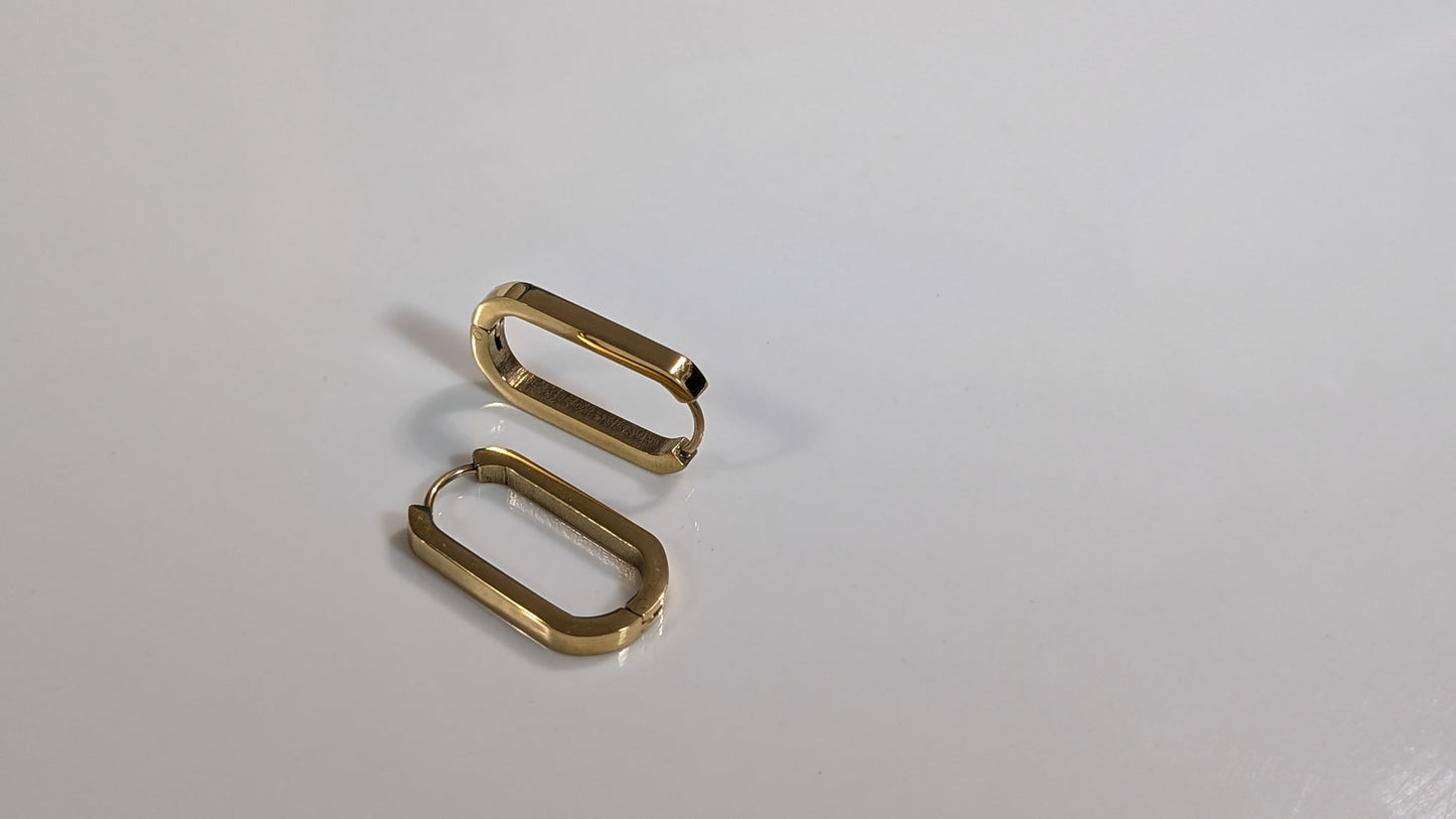 Boucles d'oreilles rectangulaire en acier inoxydable plaqué Or 18K
