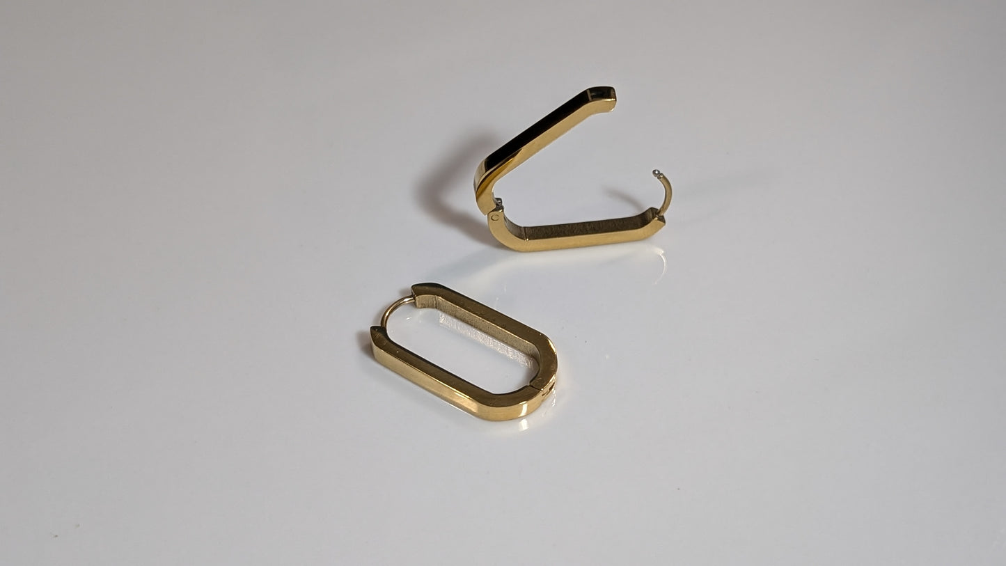 Boucles d'oreilles rectangulaire en acier inoxydable plaqué Or 18K