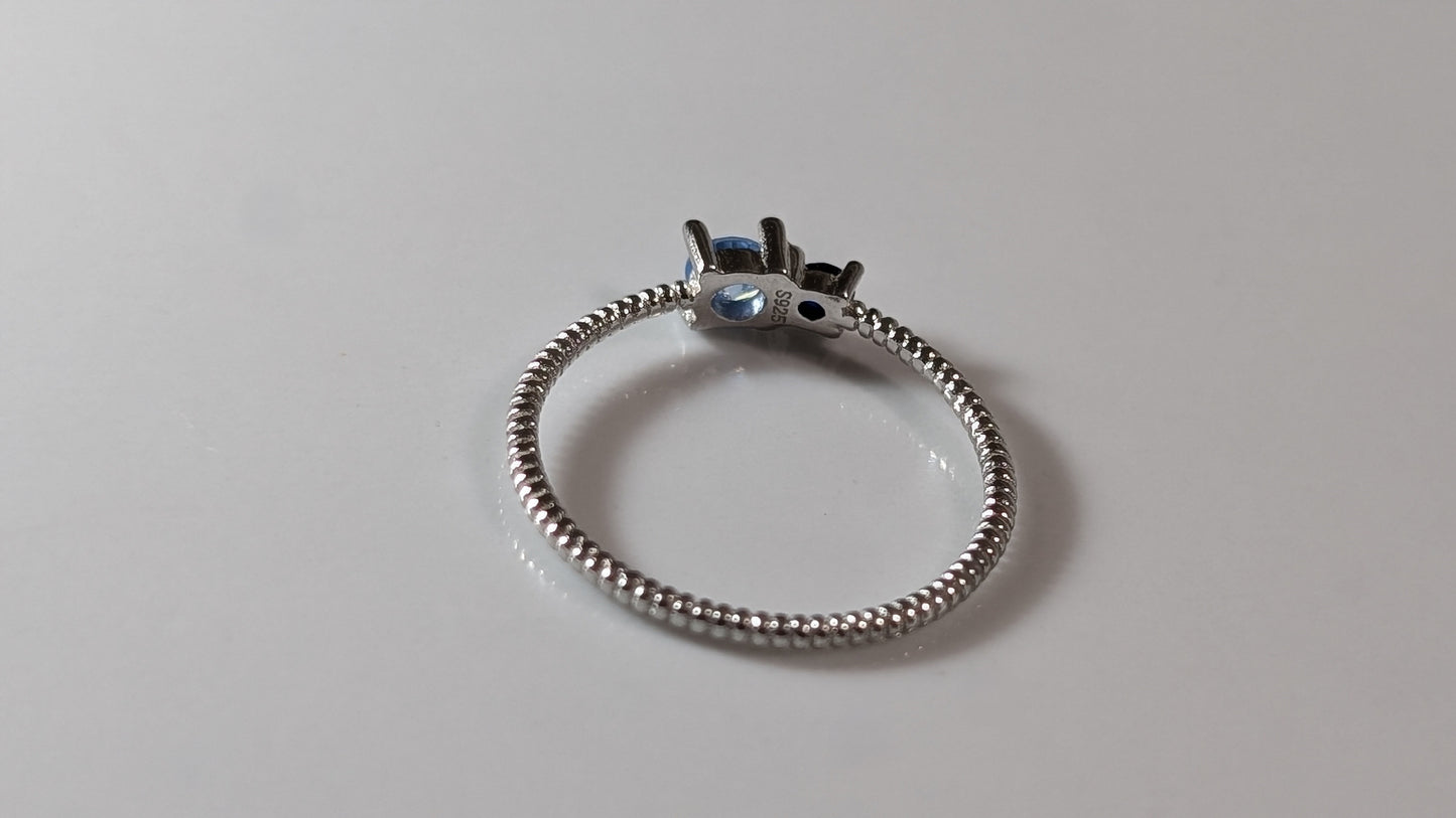 Bague Argent 925 avec pièrre bleue - Garantie à vie