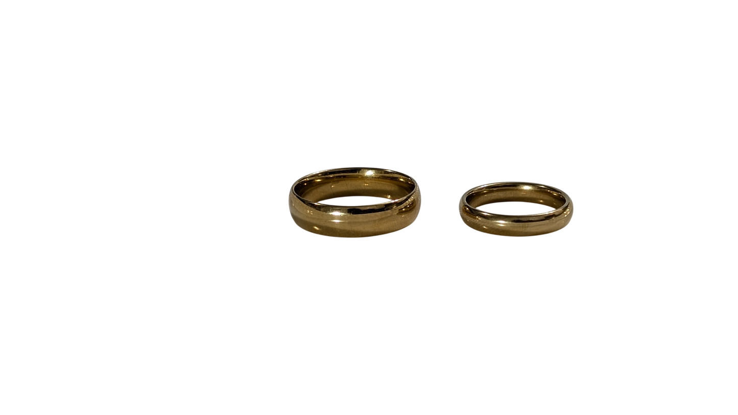 Bague pour couple unisexe poli en acier inoxydable plaqué Or 18K