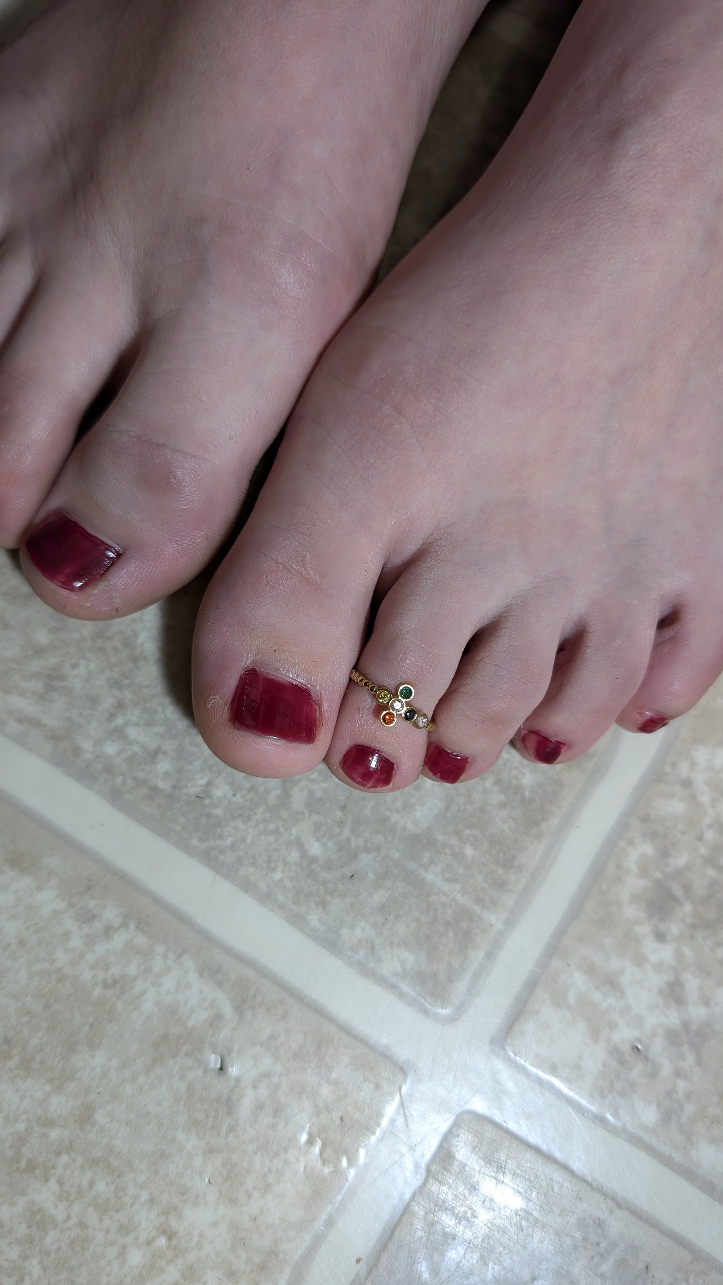 Multicolor zircon toe ring