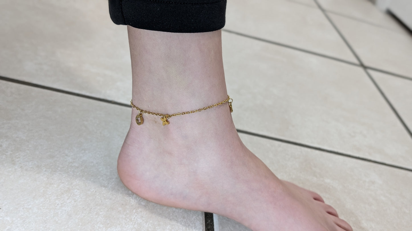 Bracelet pied fleurs cheville