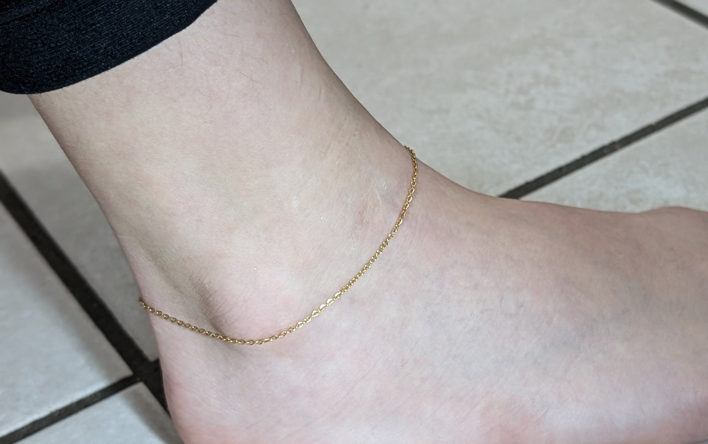 Bracelet pied maille 1mm cheville en acier inoxydable