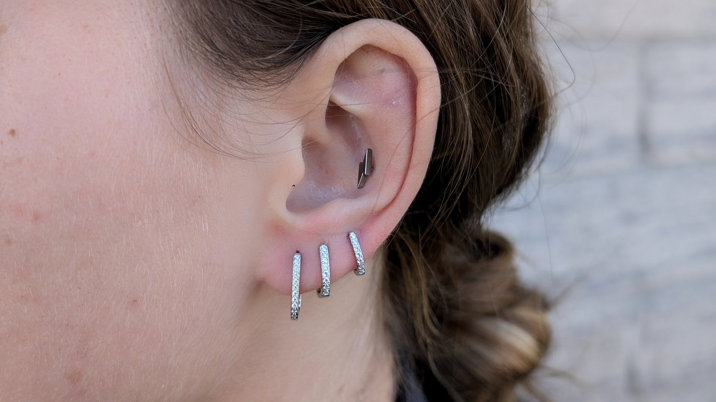 925 Sterling Silver Rectangular Earrings with Zircon
