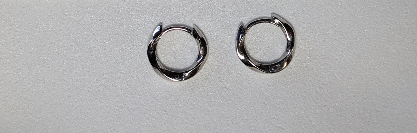 Boucles d'oreilles anneaux torsadés Argent 925 Sterling - Unisexe