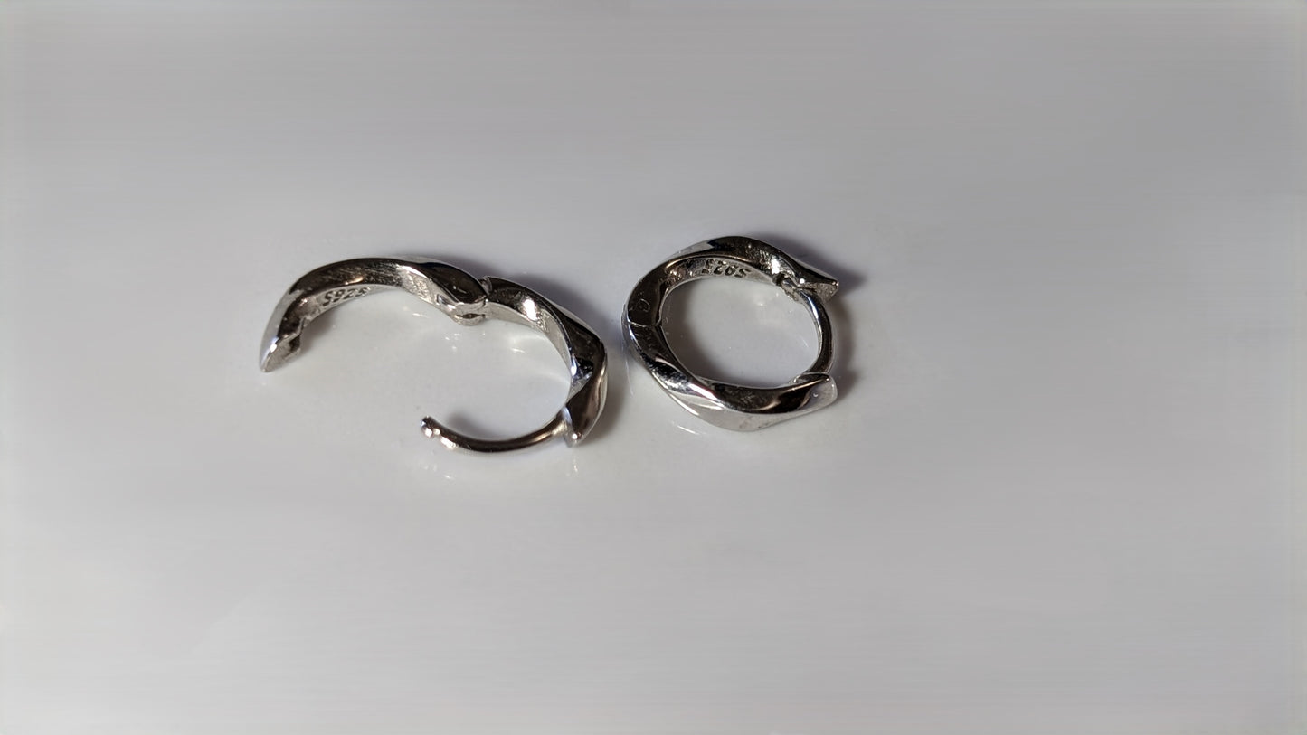 Boucles d'oreilles anneaux torsadés Argent 925 Sterling - Unisexe