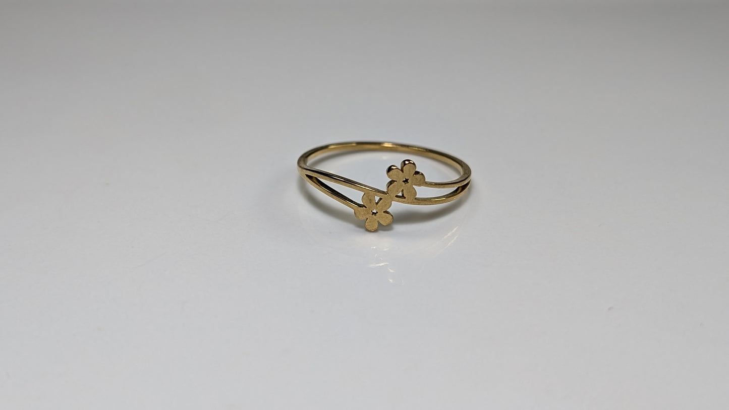 Double mini flower ring in 18K gold plated or silver color