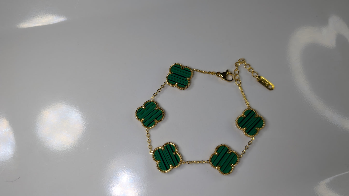 Collection de Bracelets Élégants à Breloques Trèfle – Finition Plaqué Or 24K