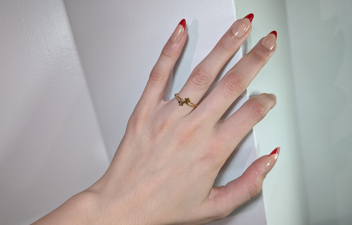Double mini flower ring in 18K gold plated or silver color