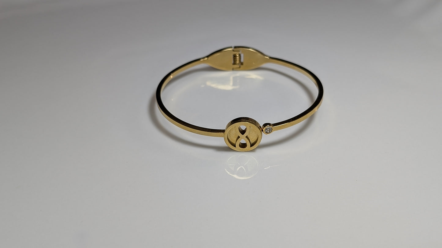 Bracelet avec mini zircon en acier inoxydable plaqué Or 18K