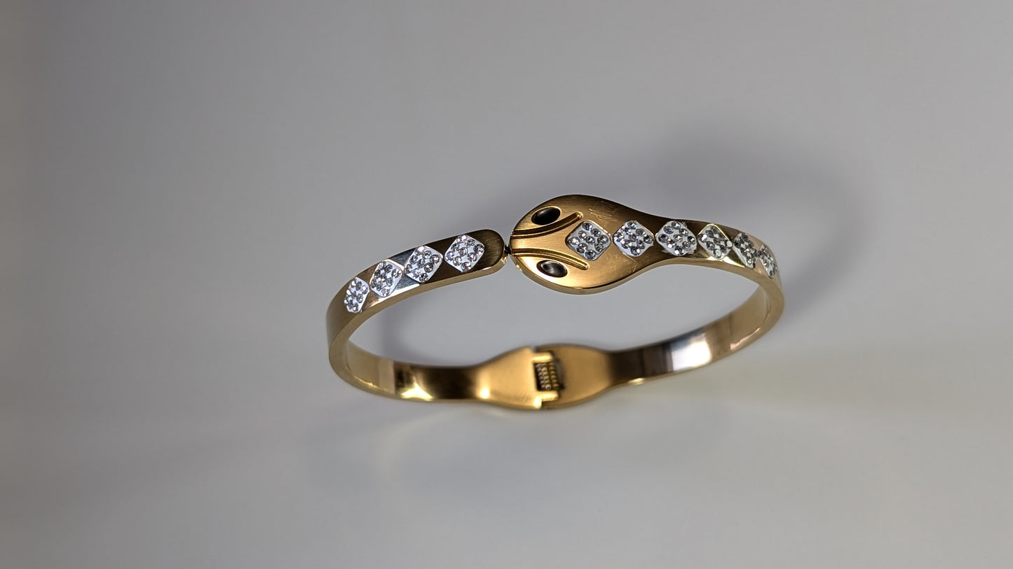 Rigid snake bracelet in 18K gold plated stainless steel