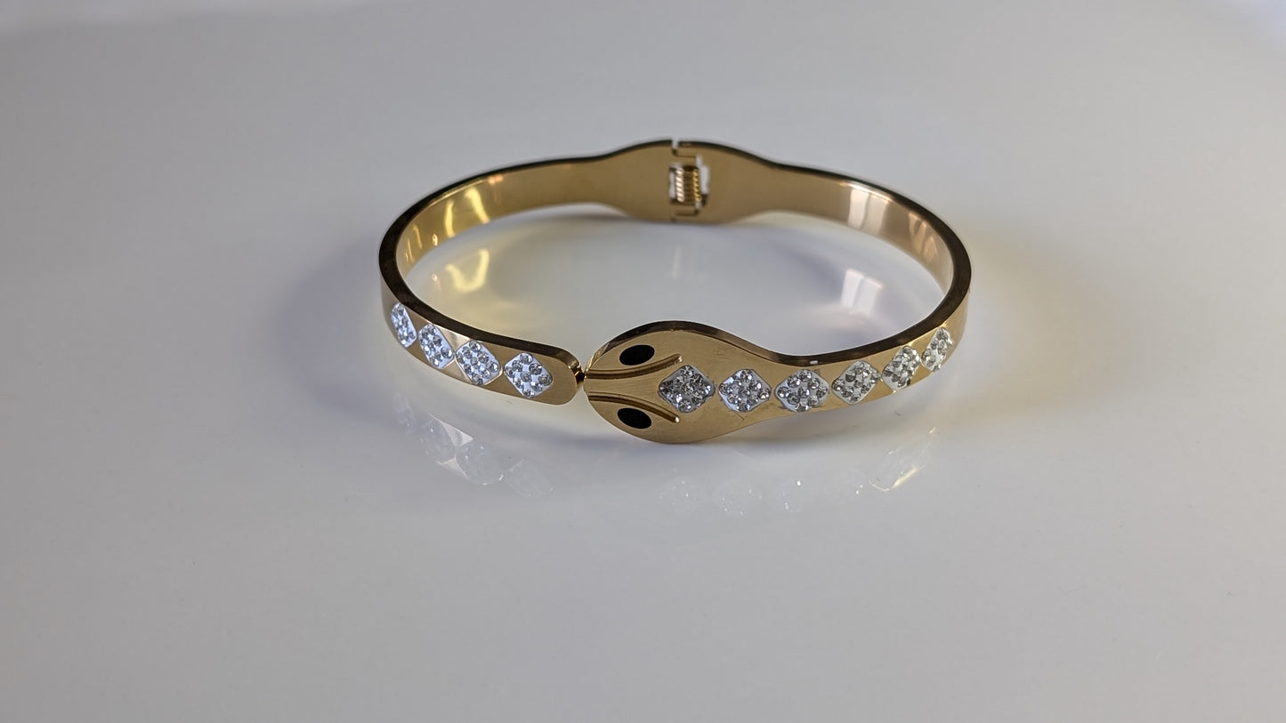 Rigid snake bracelet in 18K gold plated stainless steel