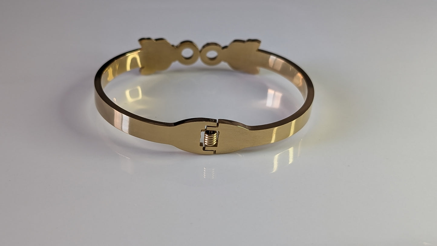 Stainless Steel Panther Hinged Bracelet