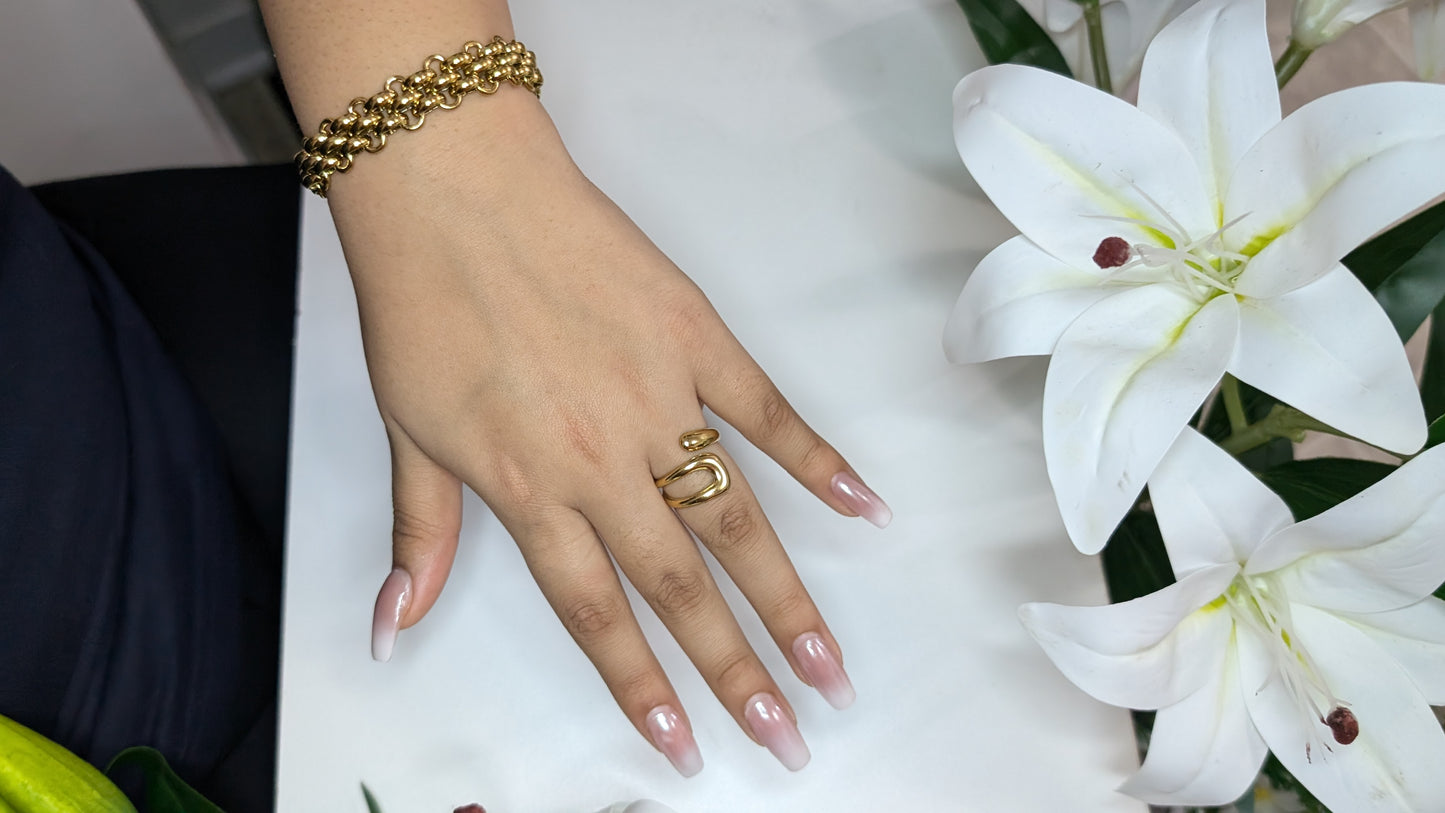Bague irrégulière en acier inoxydable plaqué Or 18K
