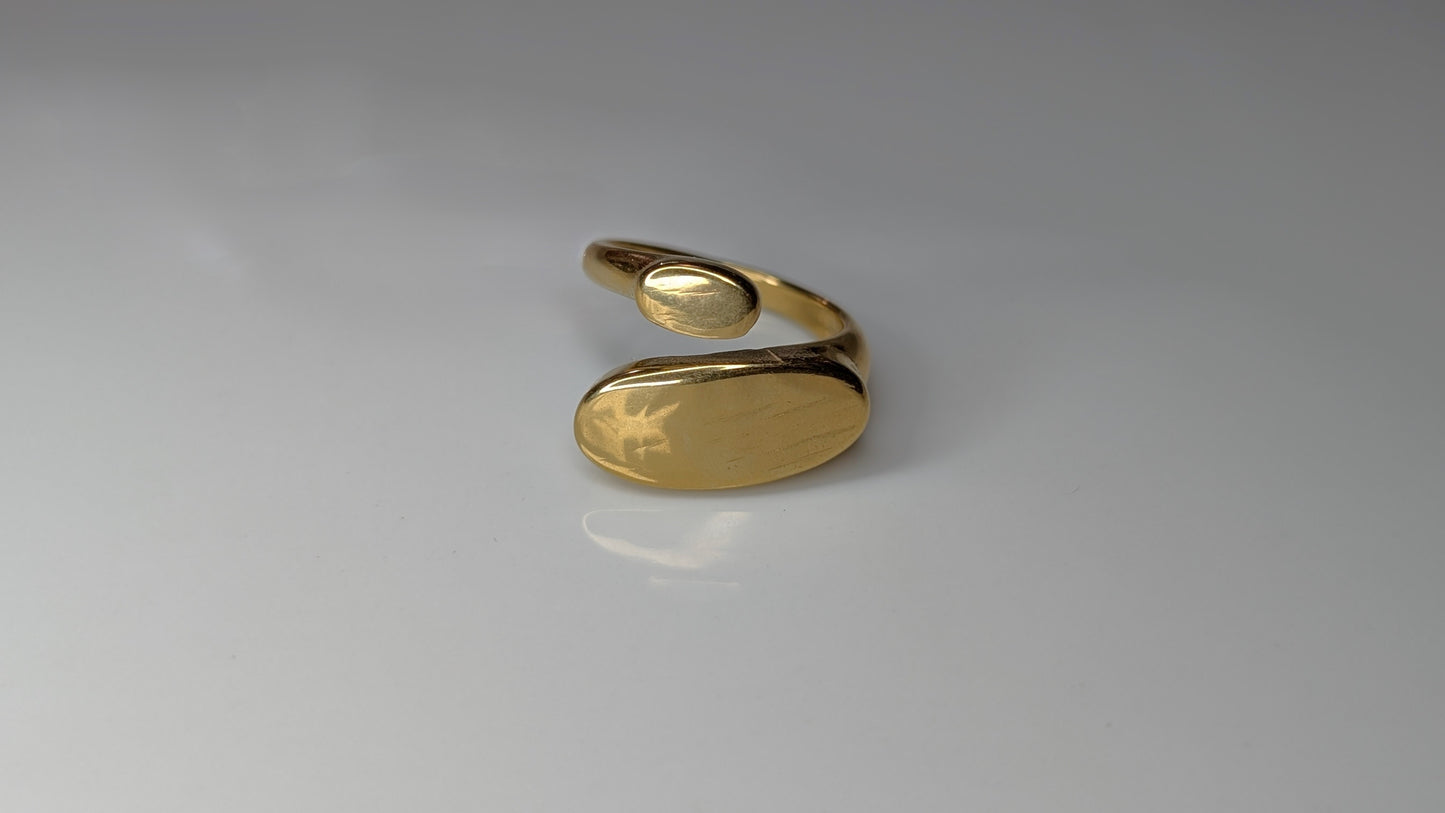 Bague ouverte épaisse au design oval en acier inoxydable
