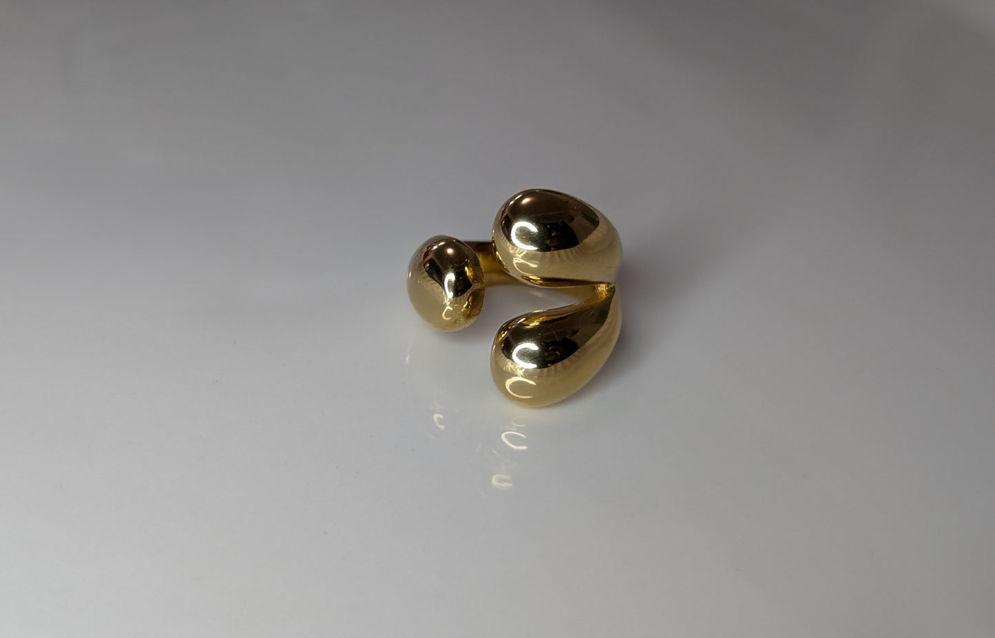 Bague à triple ovale en acier inoxydable plaqué Or 18K