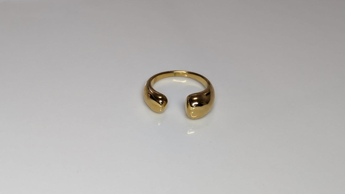 Bague bille écarté en acier inoxydable plaqué Or 18K
