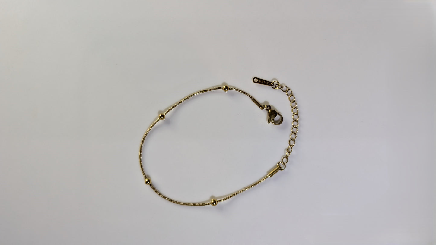 Bracelet minimaliste avec billes plaqué Or 18K acier inoxydable