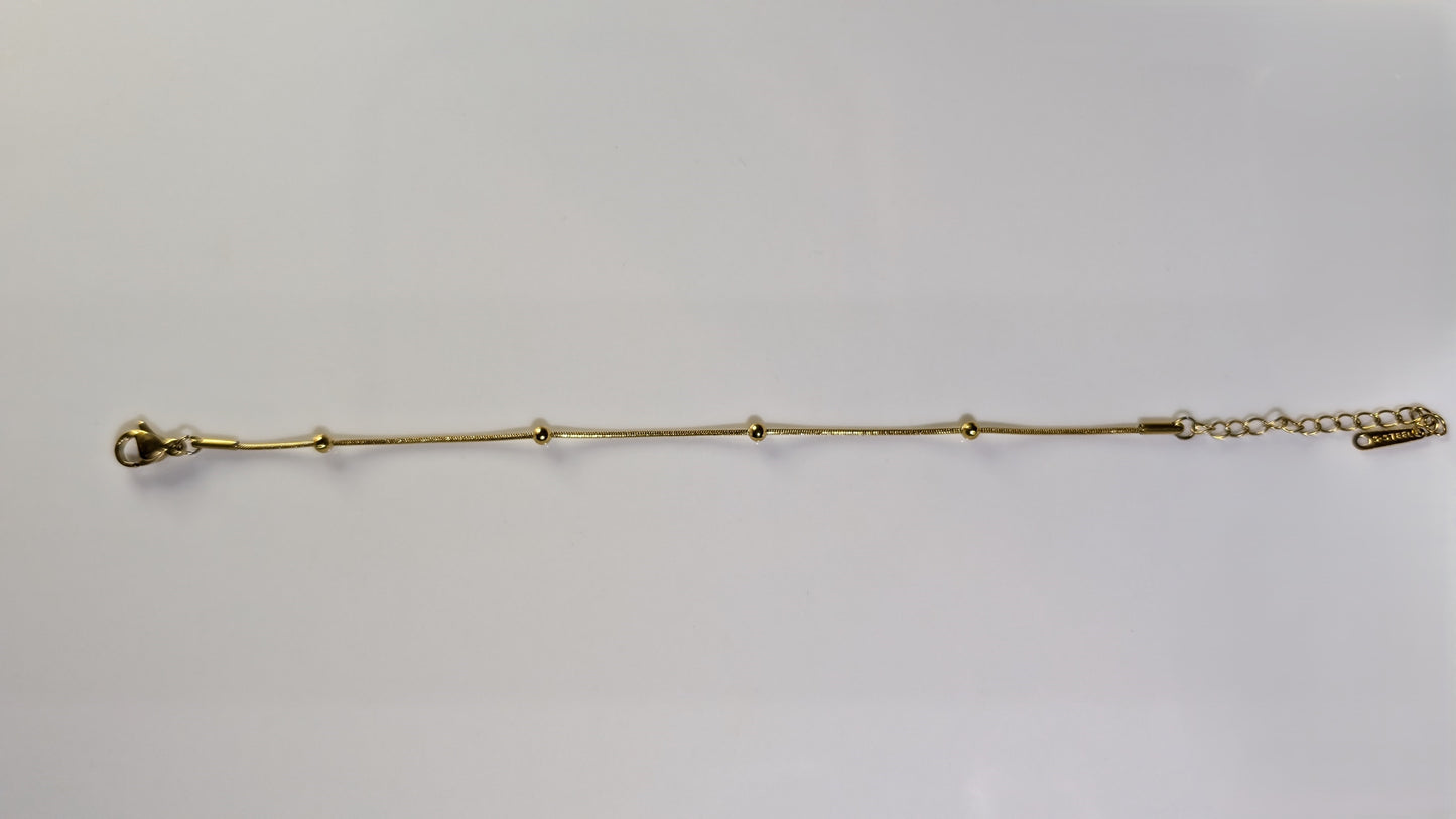 Bracelet minimaliste avec billes plaqué Or 18K acier inoxydable