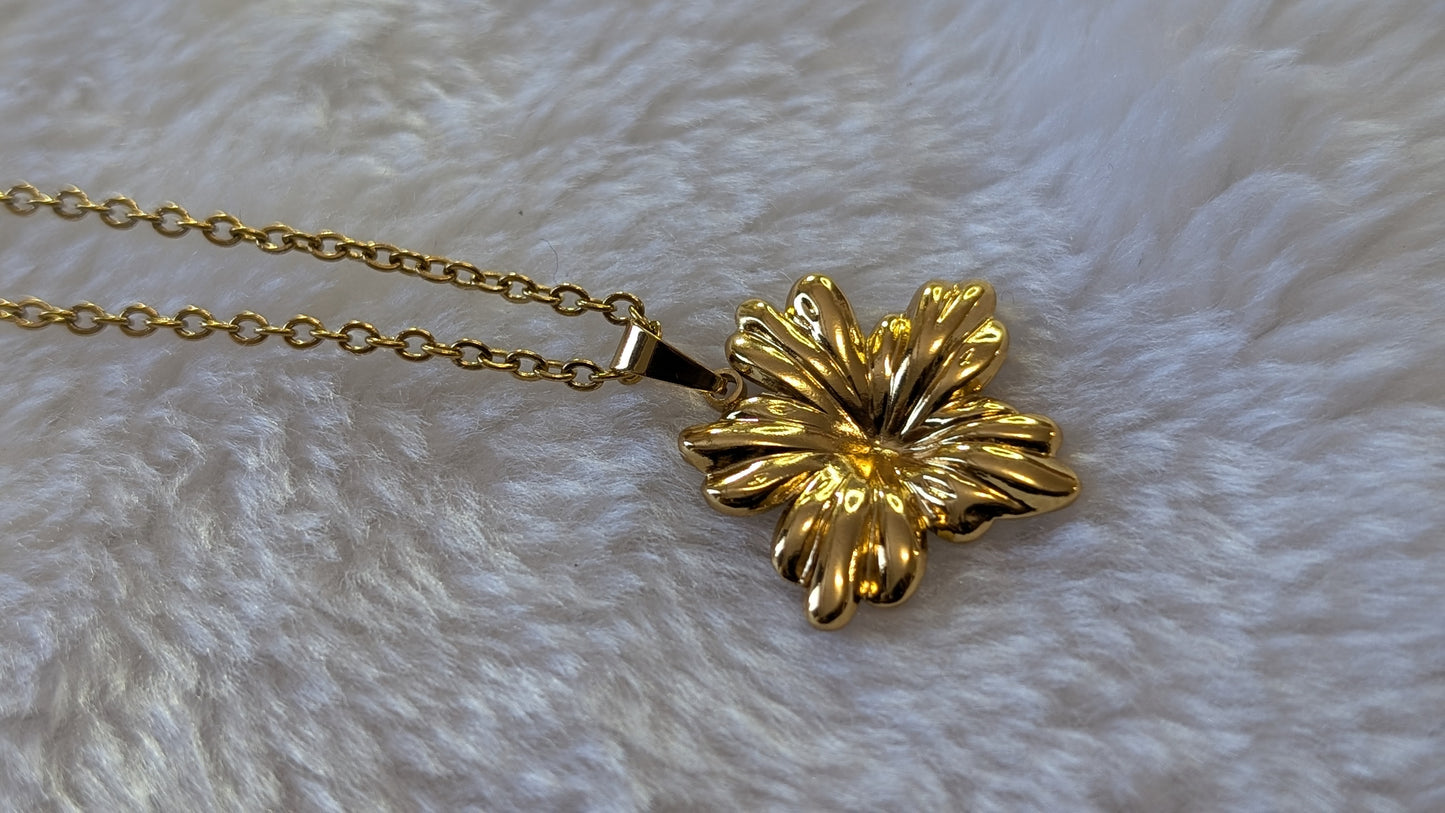 Éclat Tropical - Ensemble de Bijoux Fleur en Acier Inoxydable Doré