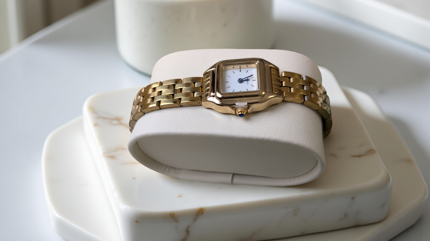 Montre panthère plaqué Or 18k en acier inoxydable