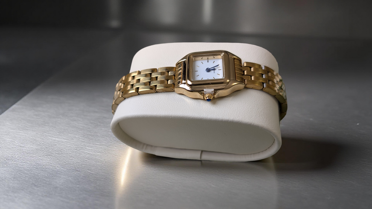 Montre panthère plaqué Or 18k en acier inoxydable