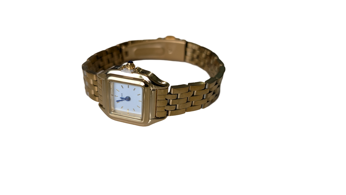 Montre panthère plaqué Or 18k en acier inoxydable