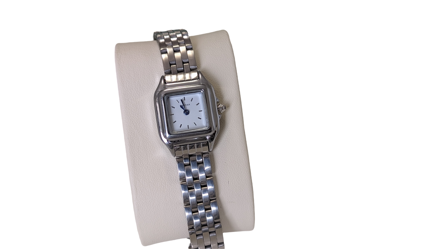 Montre de Luxe Panthère – Acier Inoxydable Argent