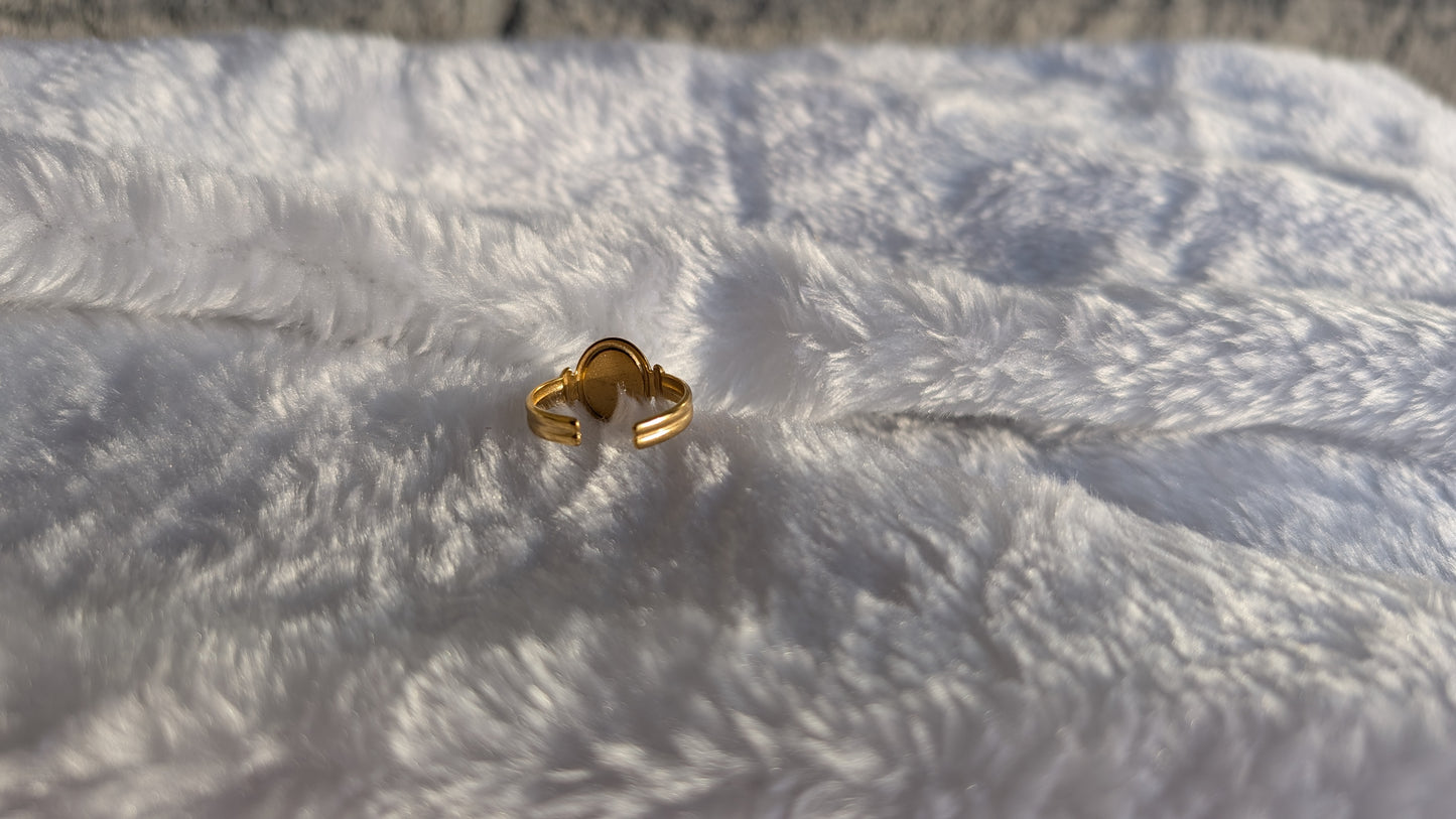 Bague Œil-de-Tigre Dorée en Acier Inoxydable
