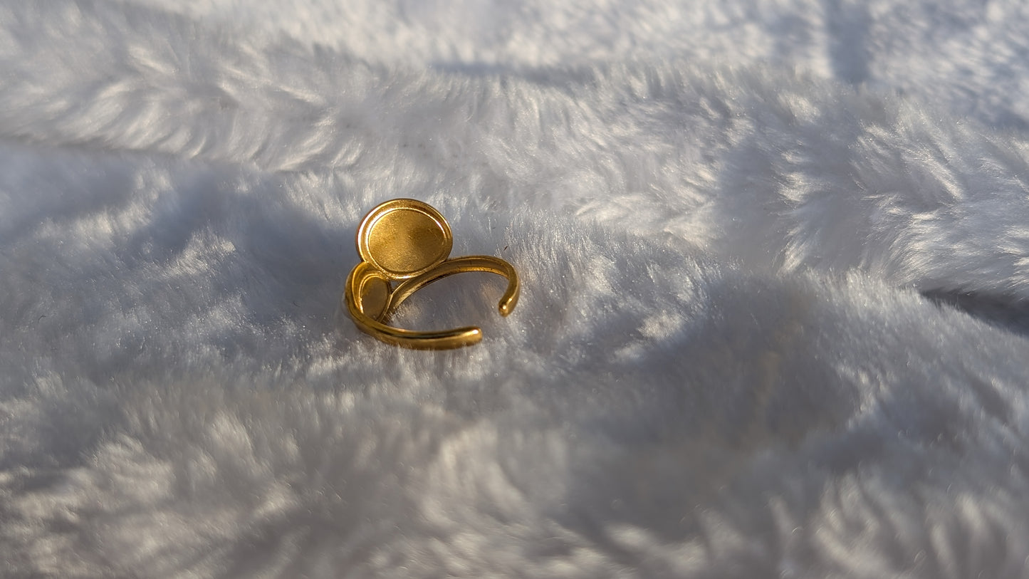 Bague Élégante "Toi et Moi" en Acier Inoxydable Doré avec Perles Délicates - Ajustable