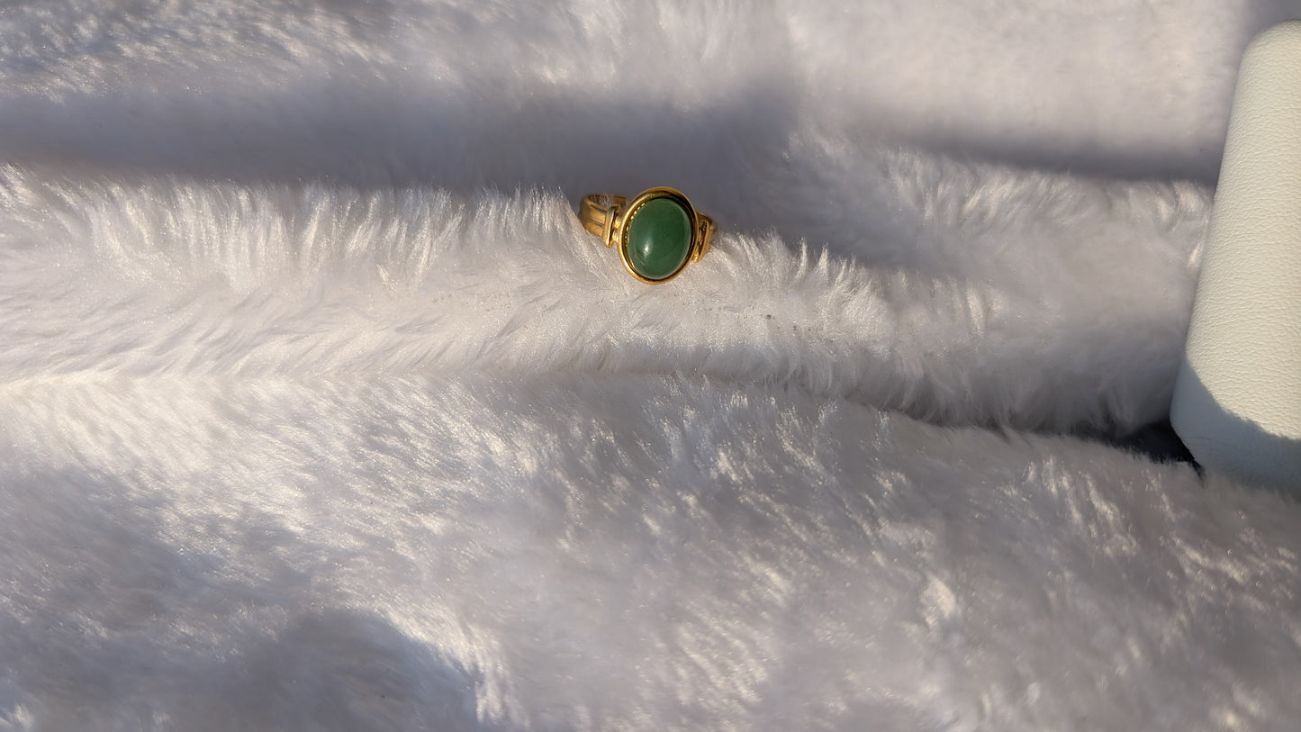 Bague Émeraude vert en Acier Inoxydable Doré