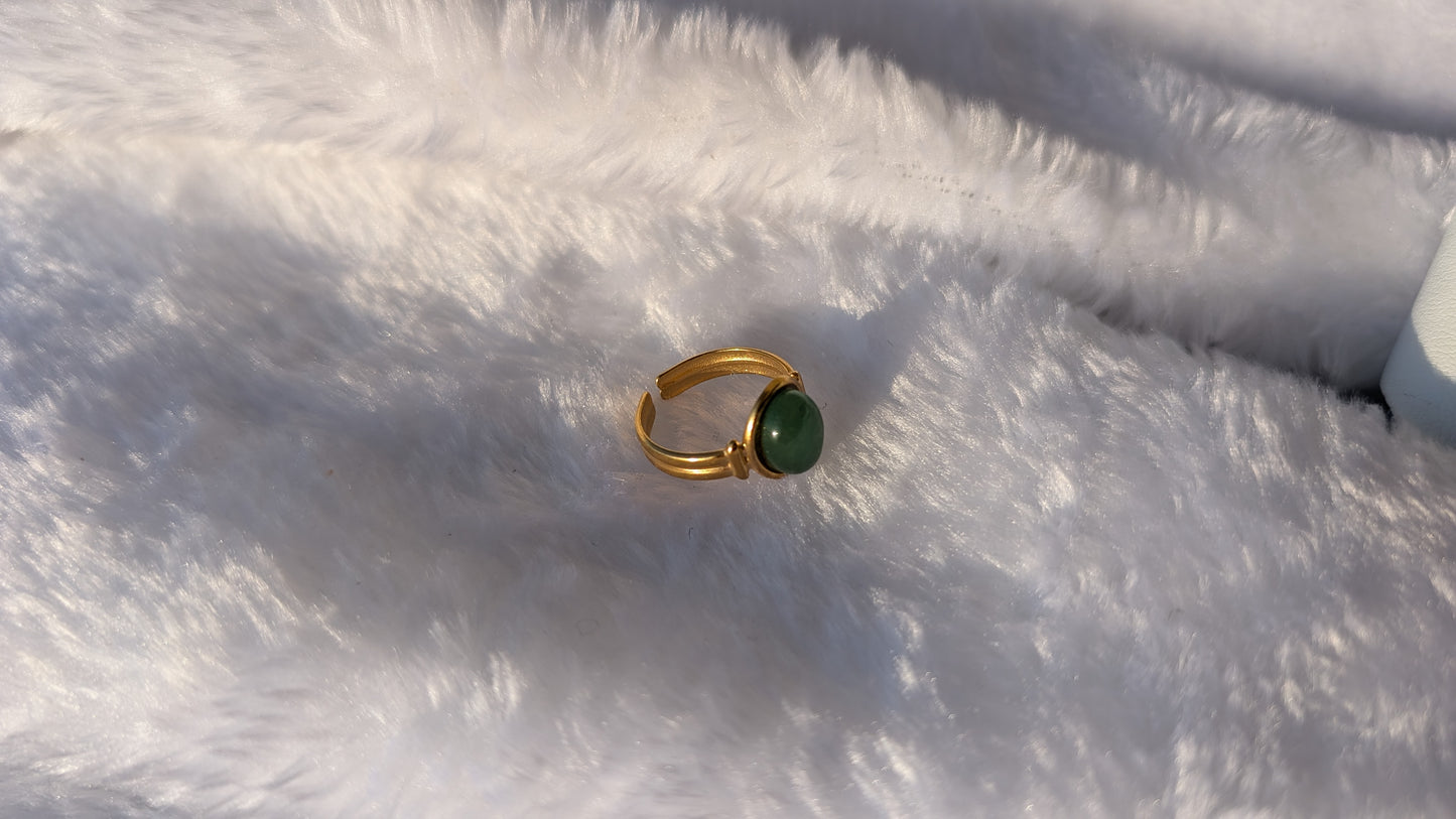 Bague Émeraude vert en Acier Inoxydable Doré