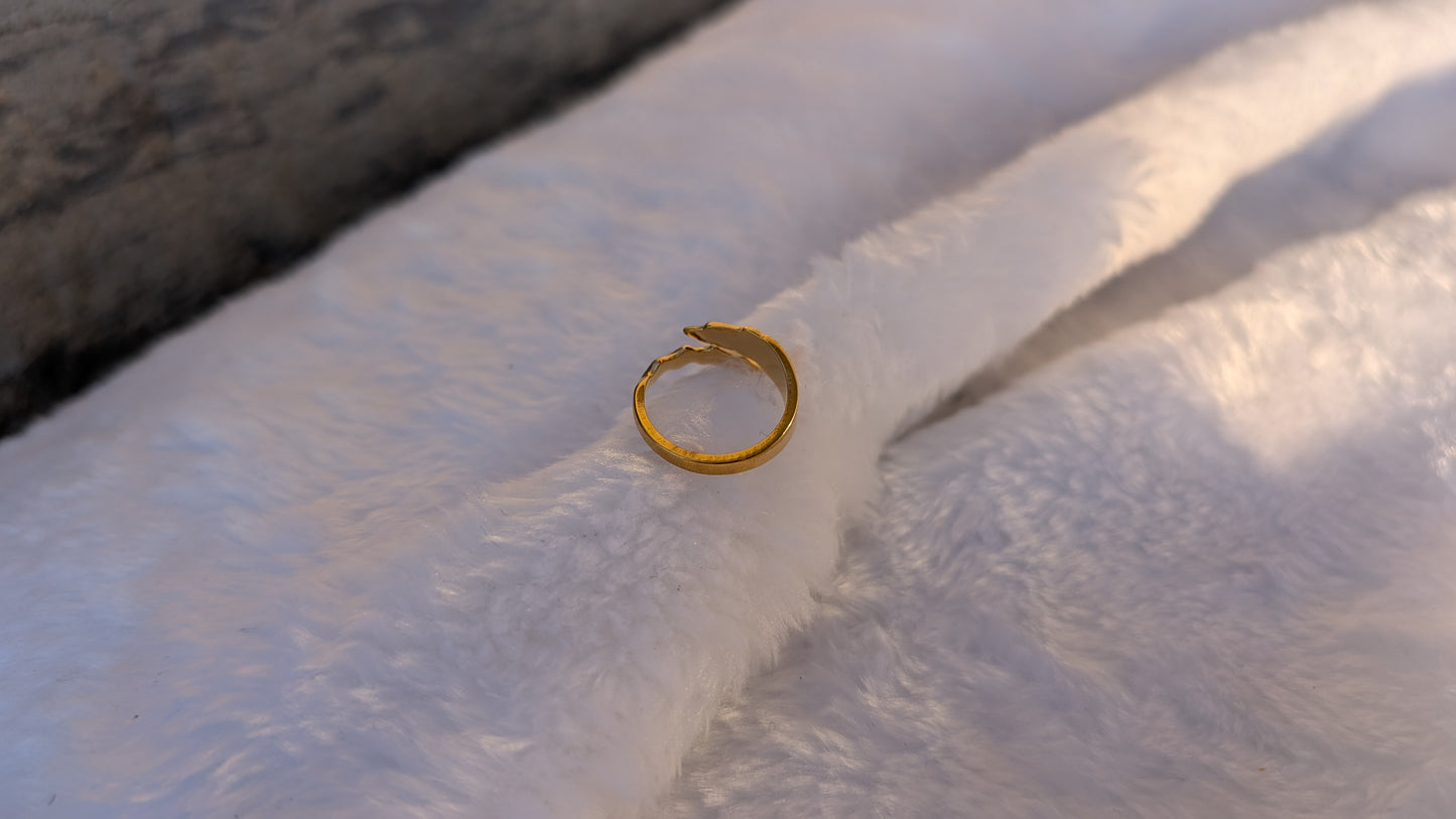 Bague Ajustable en Acier Inoxydable Doré "Étreinte Ailée"