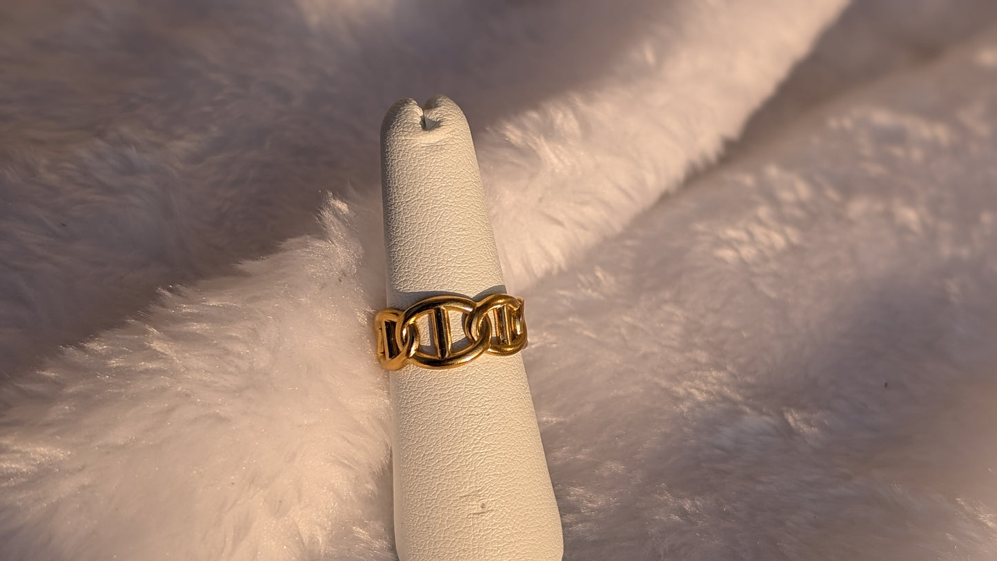 Bague à Maillons Entrelacés en Acier Inoxydable Doré