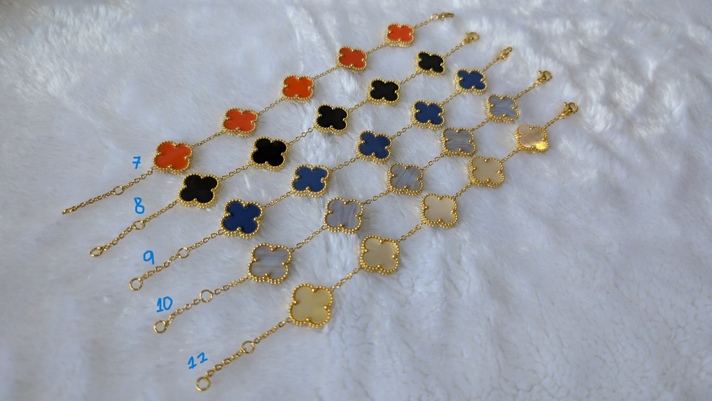 Collection de Bracelets Élégants à Breloques Trèfle – Finition Plaqué Or 24K