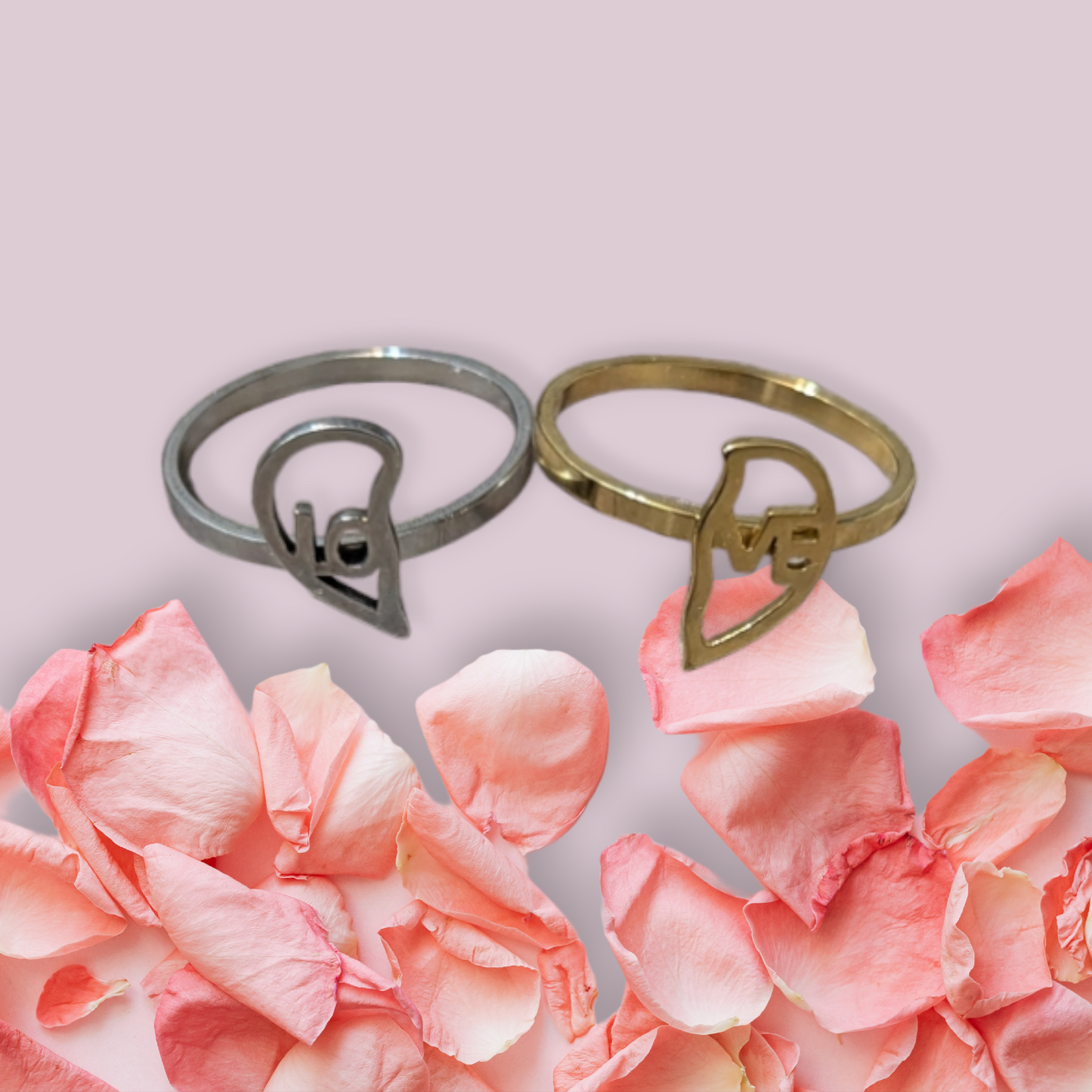 Ensemble de bagues LOVE en acier inoxydable (2 pièces)