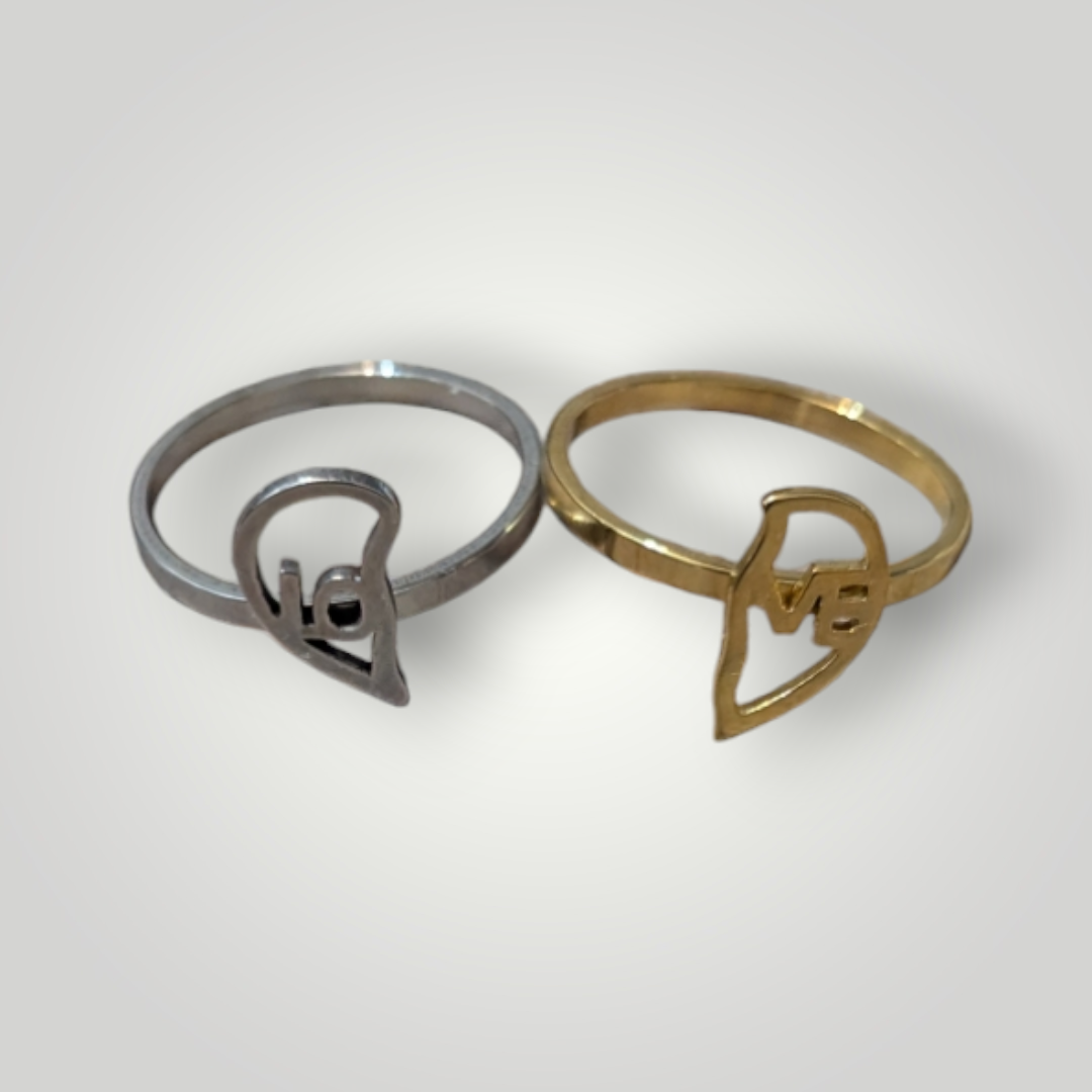 Ensemble de bagues LOVE en acier inoxydable (2 pièces)