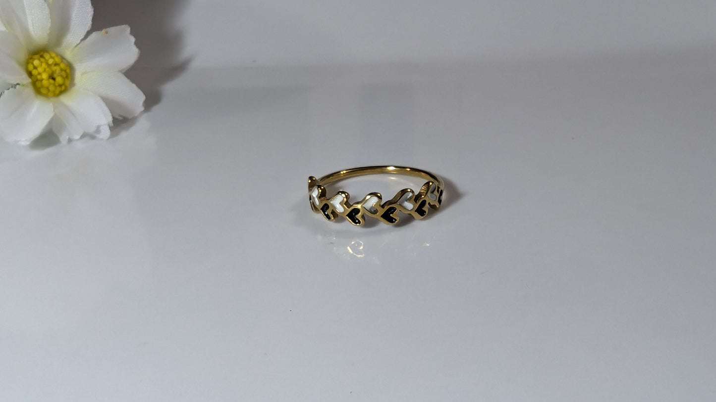 Bague fine en acier inoxydable plaqué Or 18K en coeur d'amour