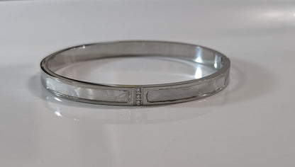 Bracelet jonc nacré avec Zircon au milieu plaqué Or ou Argent