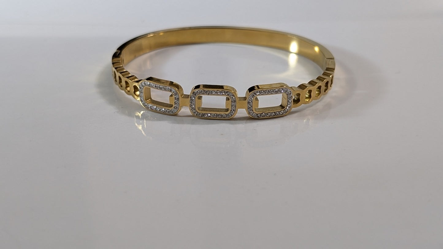 18K Gold Plated Stainless Steel Gold Bracelet with Micro-Inlaid Zirconia