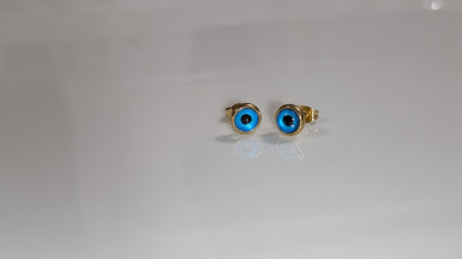 18K Gold Plated Stainless Steel Blue Eye Earrings