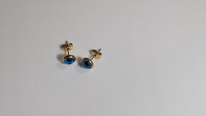 18K Gold Plated Stainless Steel Blue Eye Earrings